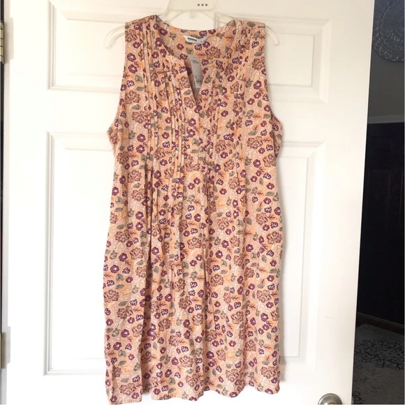 Sonoma Peach Dress Sleeveless Linen Rayon Pockets Knee Length Floral NEW - Picture 12 of 13